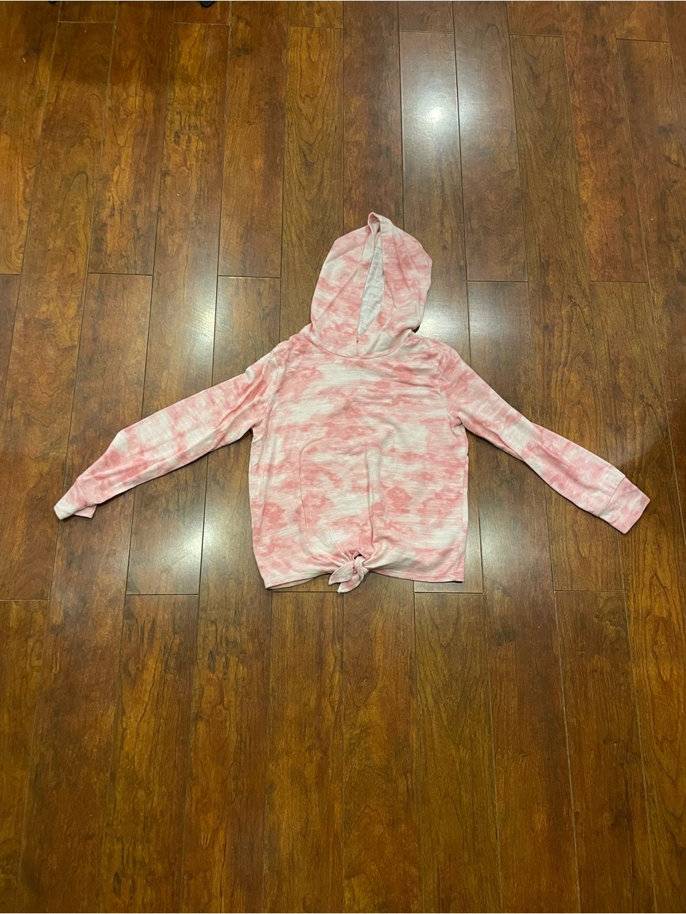 Old Navy Pink Tie-Dye Hooded Sweatshirt with Front Knot